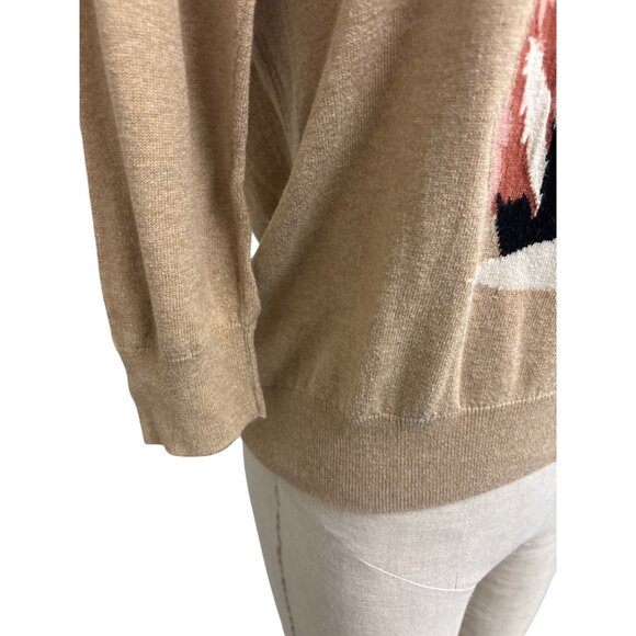 JCP Cashmere Blend Cute Fox Whimsical Knit Crewneck Sweater Top - Picture 3 of 12